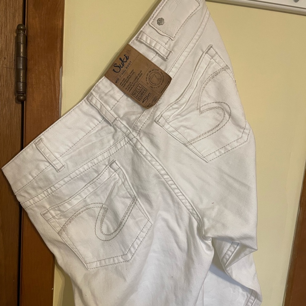 White silver jeans